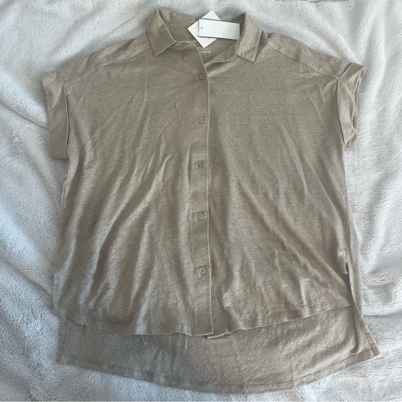 Majestic Filatures Stretch Linen Roll Sleeve Tee - Picture 3 of 6